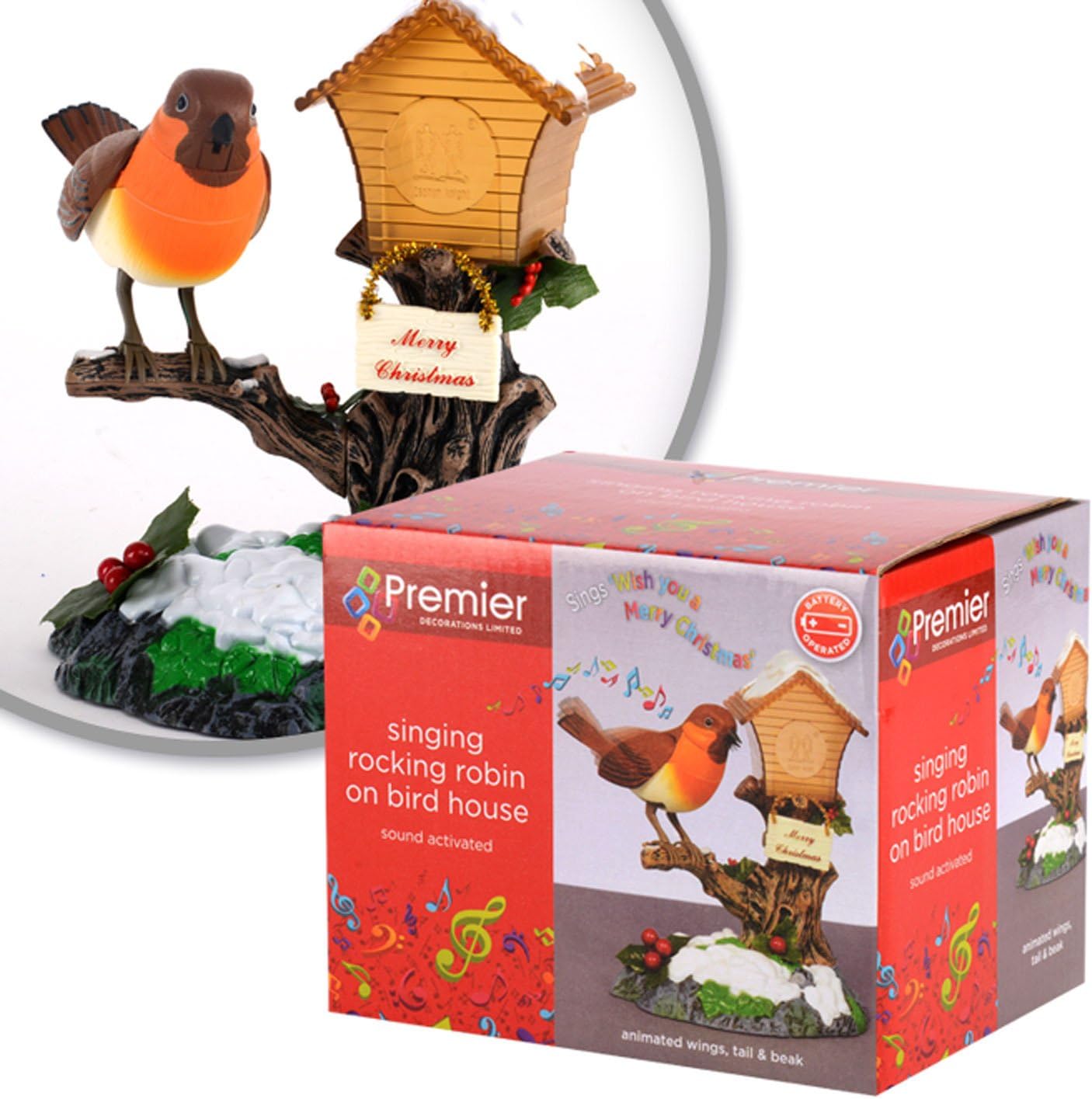 *SALE* FANTASTIC ROCKING ROBIN DECORATION - SINGS & MOVES - CHRISTMAS DECORATION