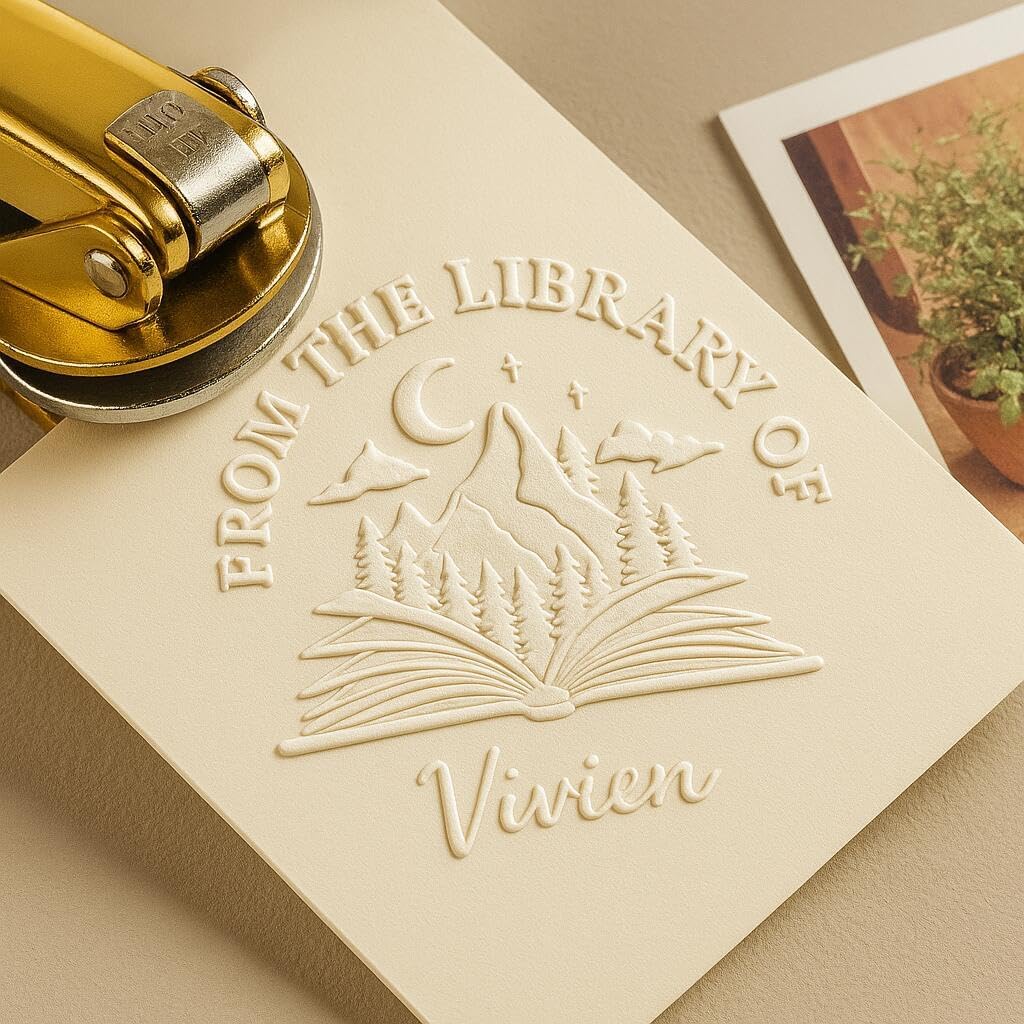 Custom DIY Embosser Stamp, Personalized from The Library of Design, Book Embosser for DIY Journals, Soap Labels & Craft Packaging