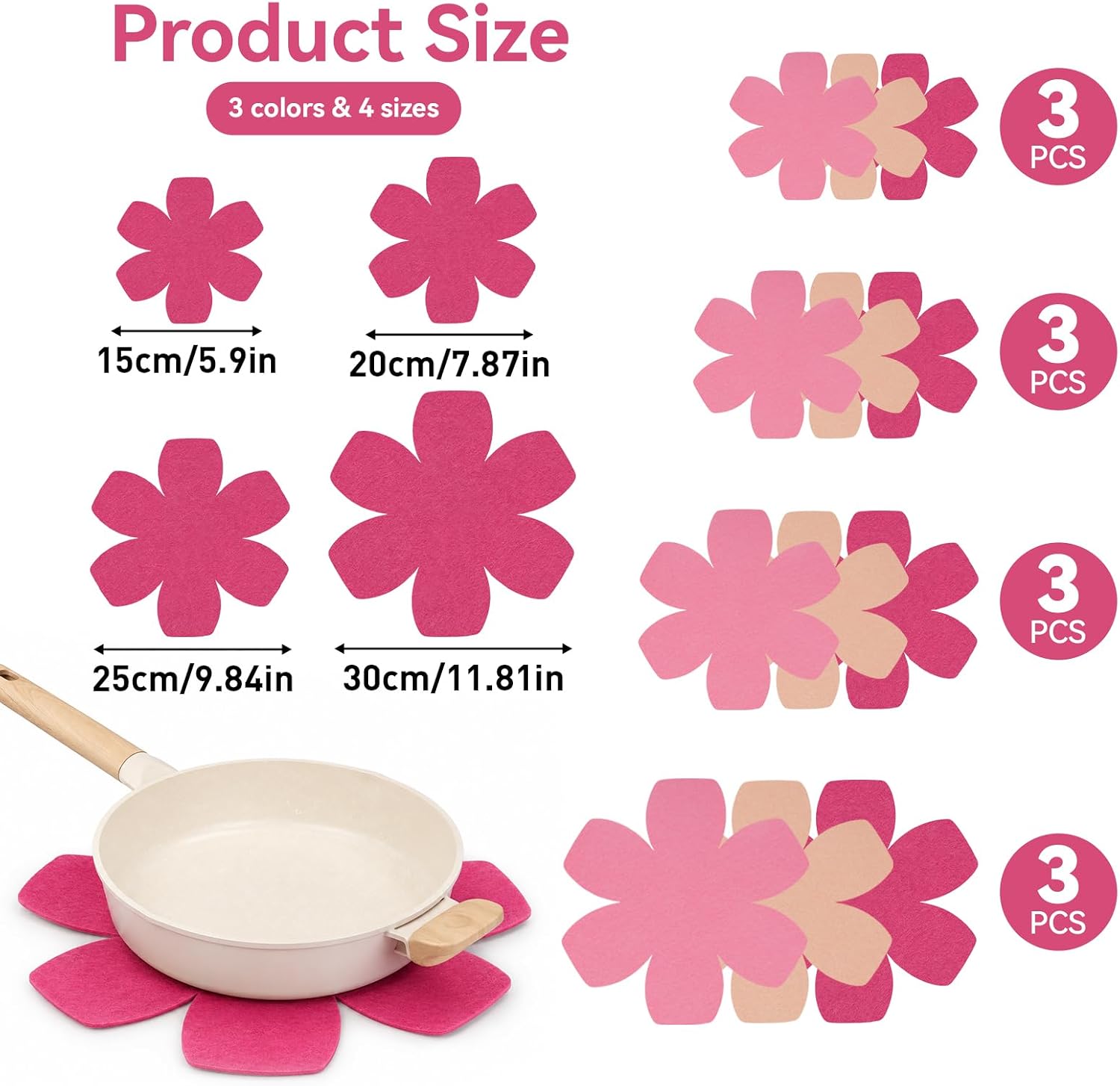 Pot and Pan Protectors 12 PCS Felt Pan Separators for Stacking