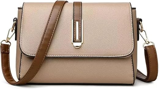 ITALISH Faux Leather Crossbody Bag with Brown Strap Gold-Tone Hardware