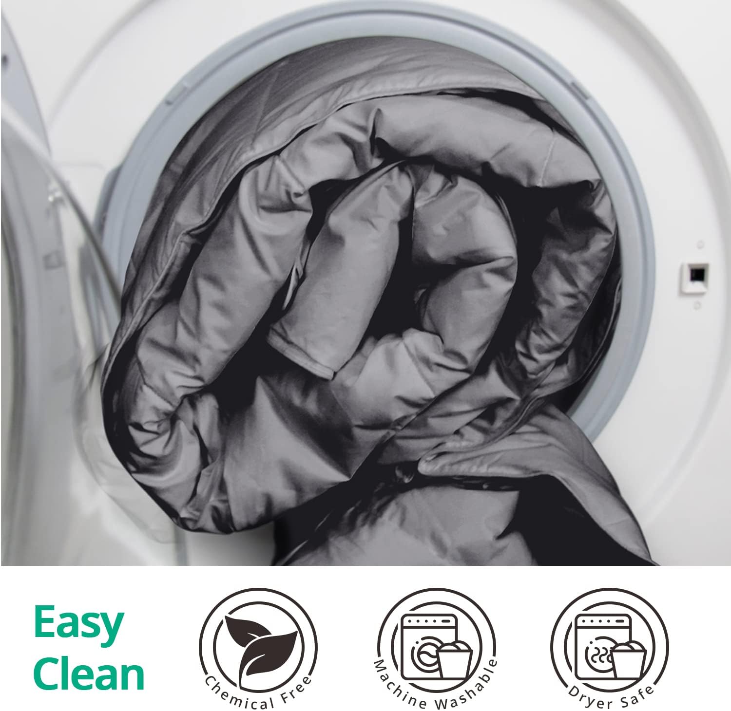 Topllen Down Feather Comforter Queen Size, All Season Duvet Insert, 100% Cotton Shell, Soft and Breathable Bedding with 8 Corner Tabs (90 x 90, Grey)