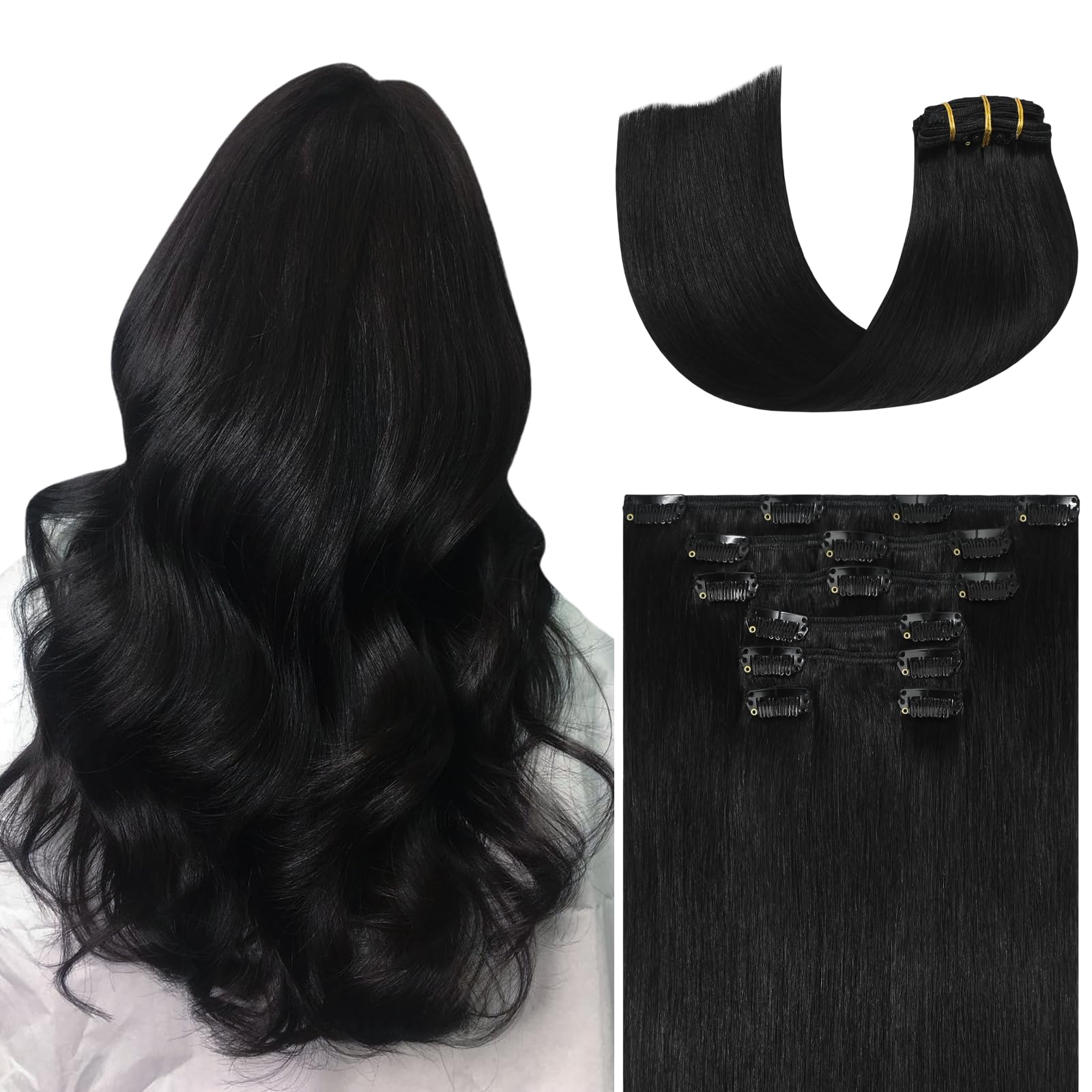 WindTouch Clip in Hair Extensions Human Hair, 15 Inch 75g #4 Medium Brown Hair Extensions for Women Real Human Hair Clip in, Remy Human Hair Extensions Clip ins, Soft Natural Straight — view 41