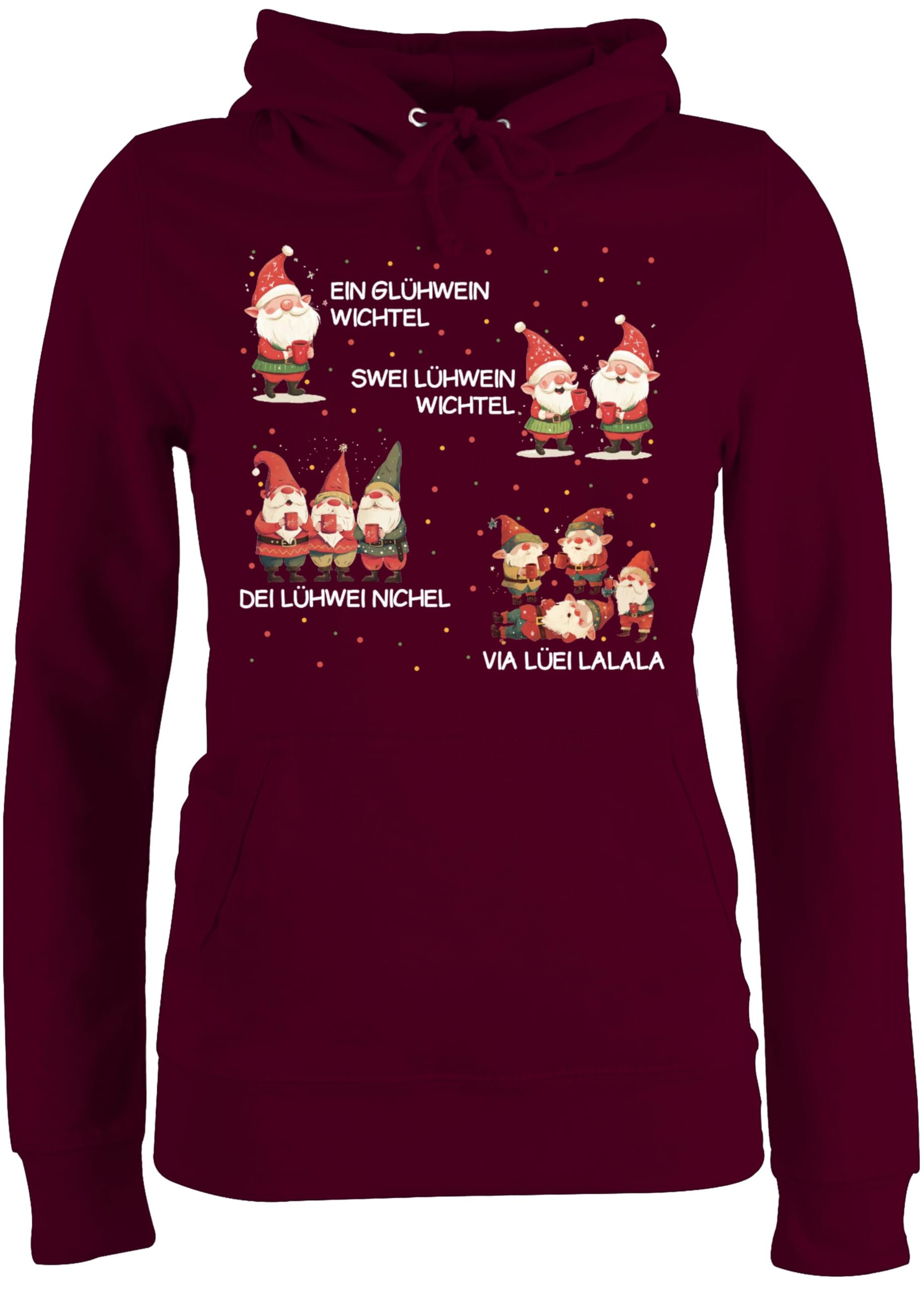 Glühwein Hoodie Damen - Lustiger Weihnachtspullover Mit Kapuze 'Ein Glühwein Zwei Glühwein'