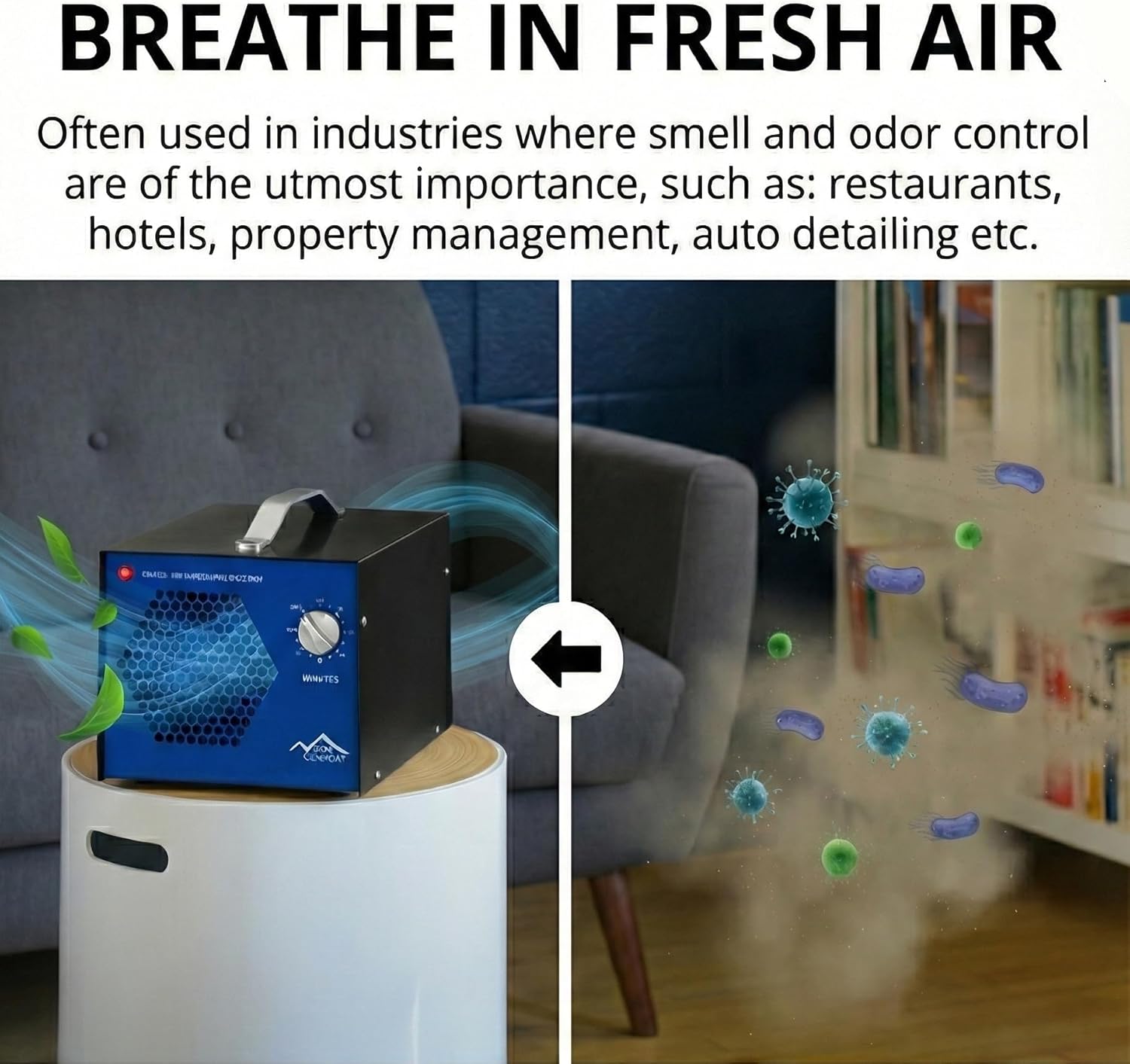 Blue Commercial Air Purifier Ozone Generator with UV