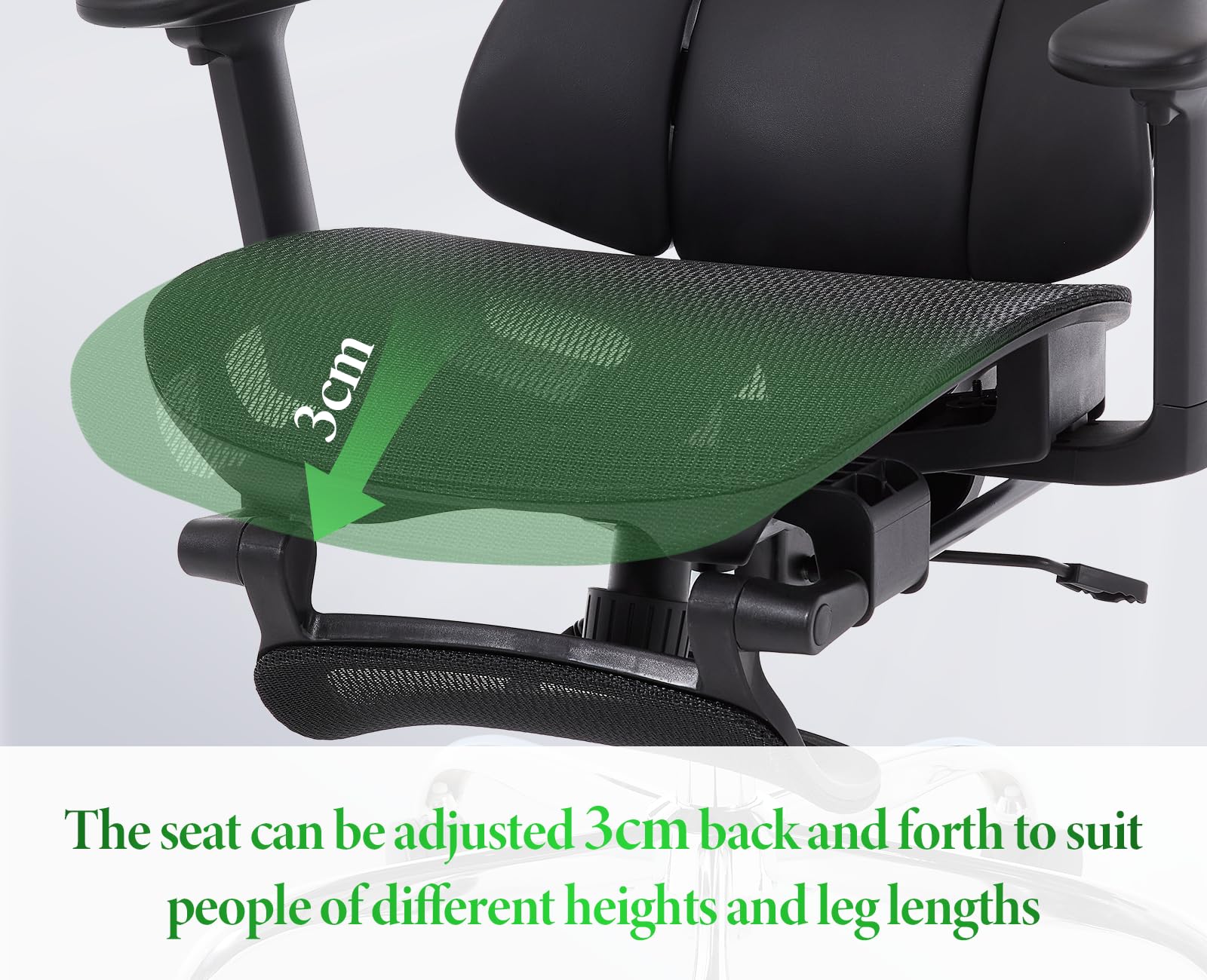 Bürostuhl ergonomisch, Schreibtischstuhl Atmungsaktiv, Schwarz | Drehstuhl Wippfunktion bis 135°, mit 3D verstellbare Armlehne, Fußstütze & Lendenwirbelstütze, Mesh-Stoff, für Home Office