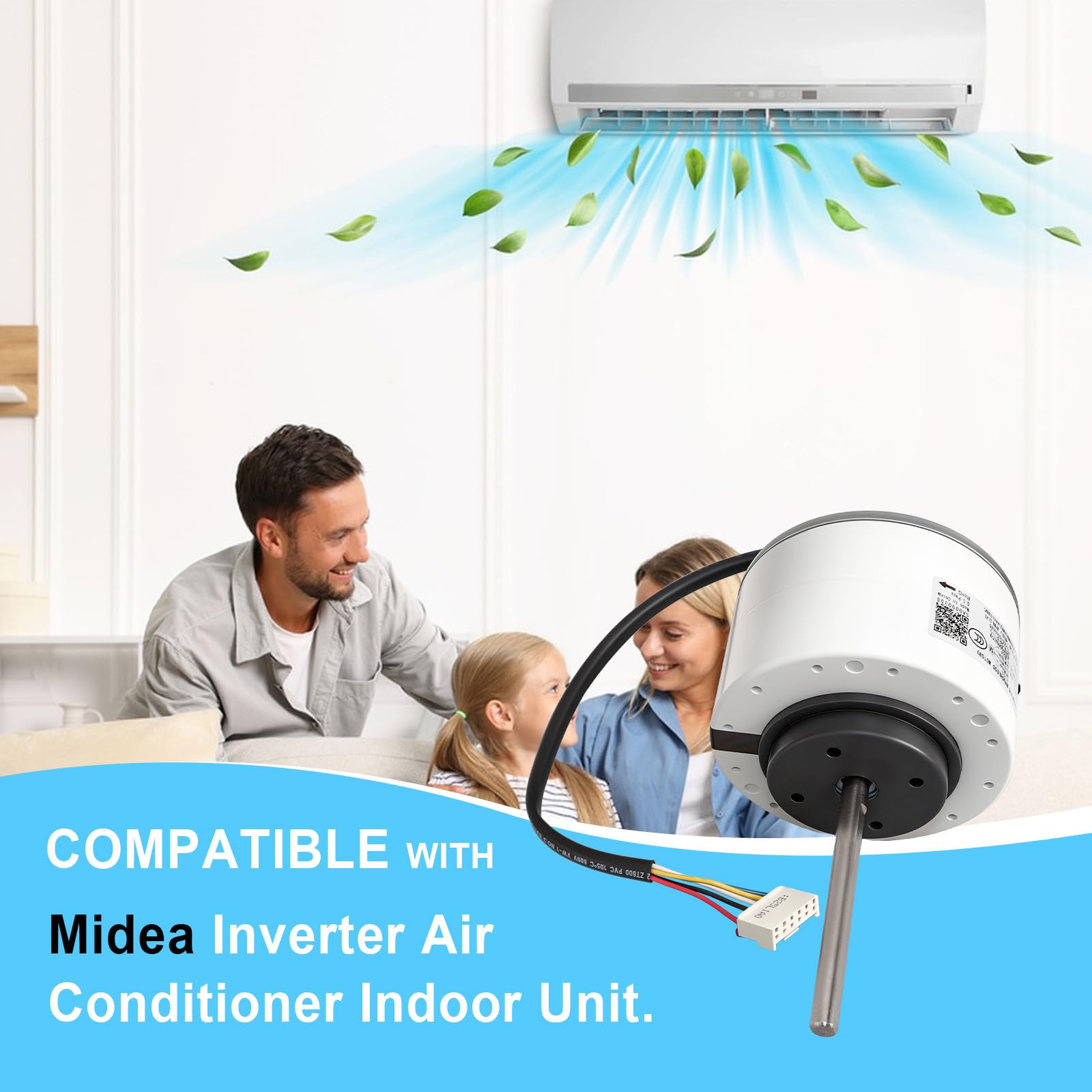 WZDK58-38G Motor de aire acondicionado compatible con Midea Inverter AC, reemplaza SIC-55CVL-F159-1 ZKFP-58-8-1-5 310V 58W 8P 1350r/min CCW 5 cables