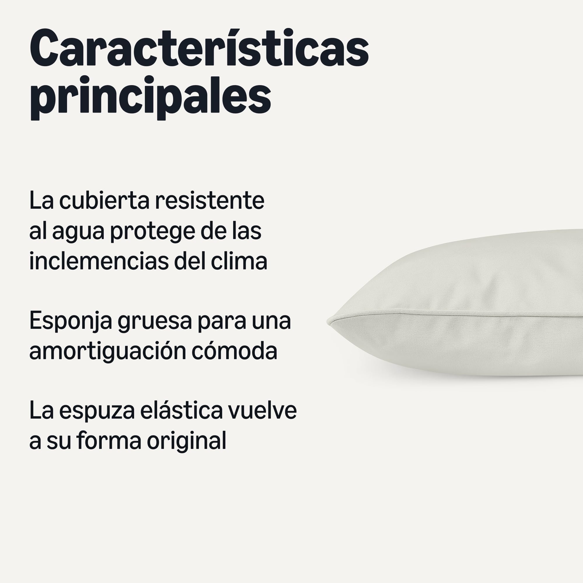 Amazon Basics Cojín para Silla Exterior con Respaldo. 55.8 x 55.8 x 7.6 cm. Beige. Paquete de 1