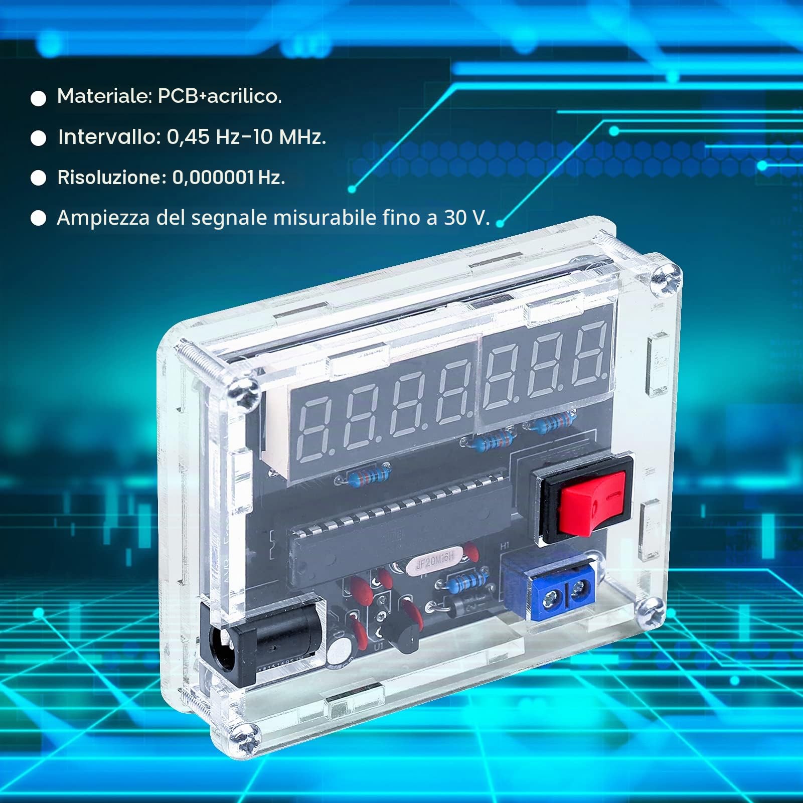 Misuratore di frequenza digitale 0,45Hz-10MHz, frequenza VR di conversione automatica della gamma con kit fai da te Cymometer Shell(DIY)