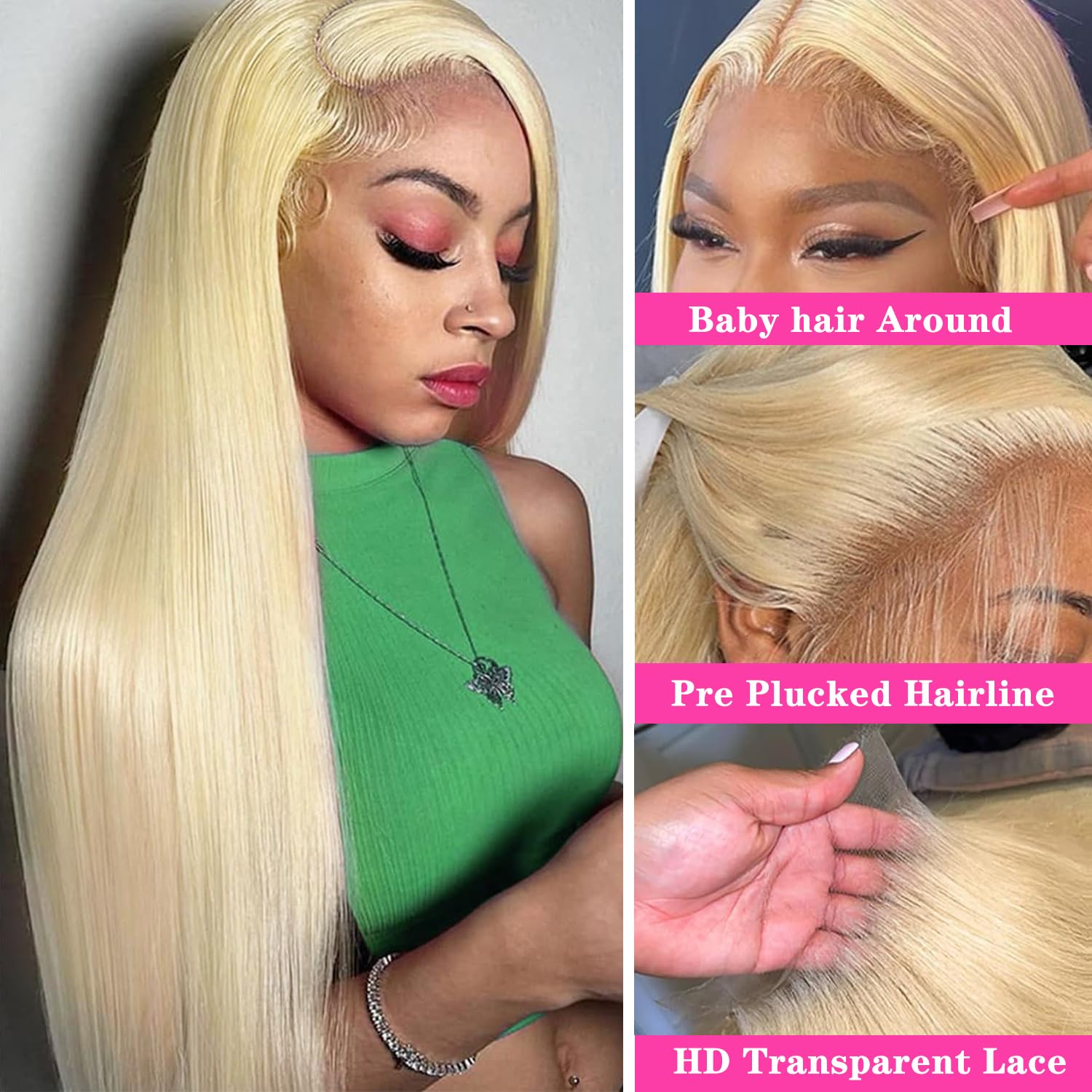 613 Lace Front Wig Human Hair 13x4 HD Transparent Blonde Lace Front Wigs Human Hair Pre Plucked With Baby Hair 613 HD Lace Frontal Wig 180% Density 30 Inch
