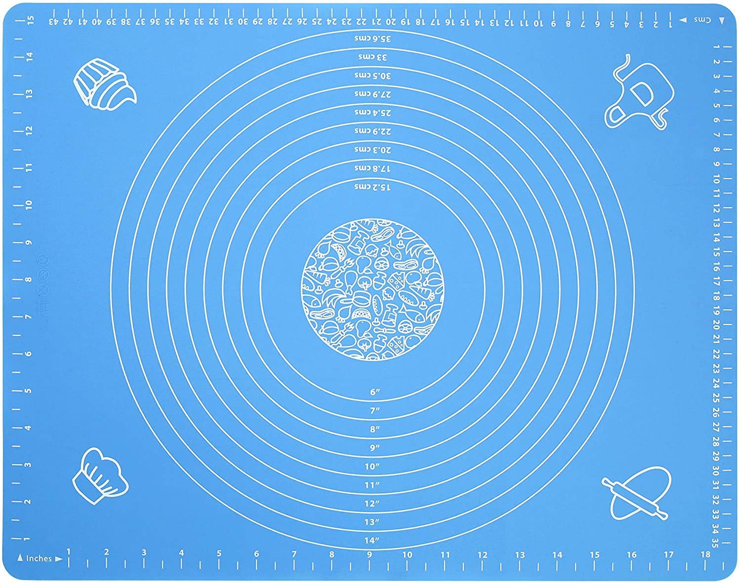 KASTBHANJAN TREADERS Baking Mat, Non-Stick Pastry Mat Board Table Placemat Pad for Baking, Rolling Dough with Measurements, Reusable Heat-Resistant BPA Free - Blue, Size: 50 cm X 40 cm*
