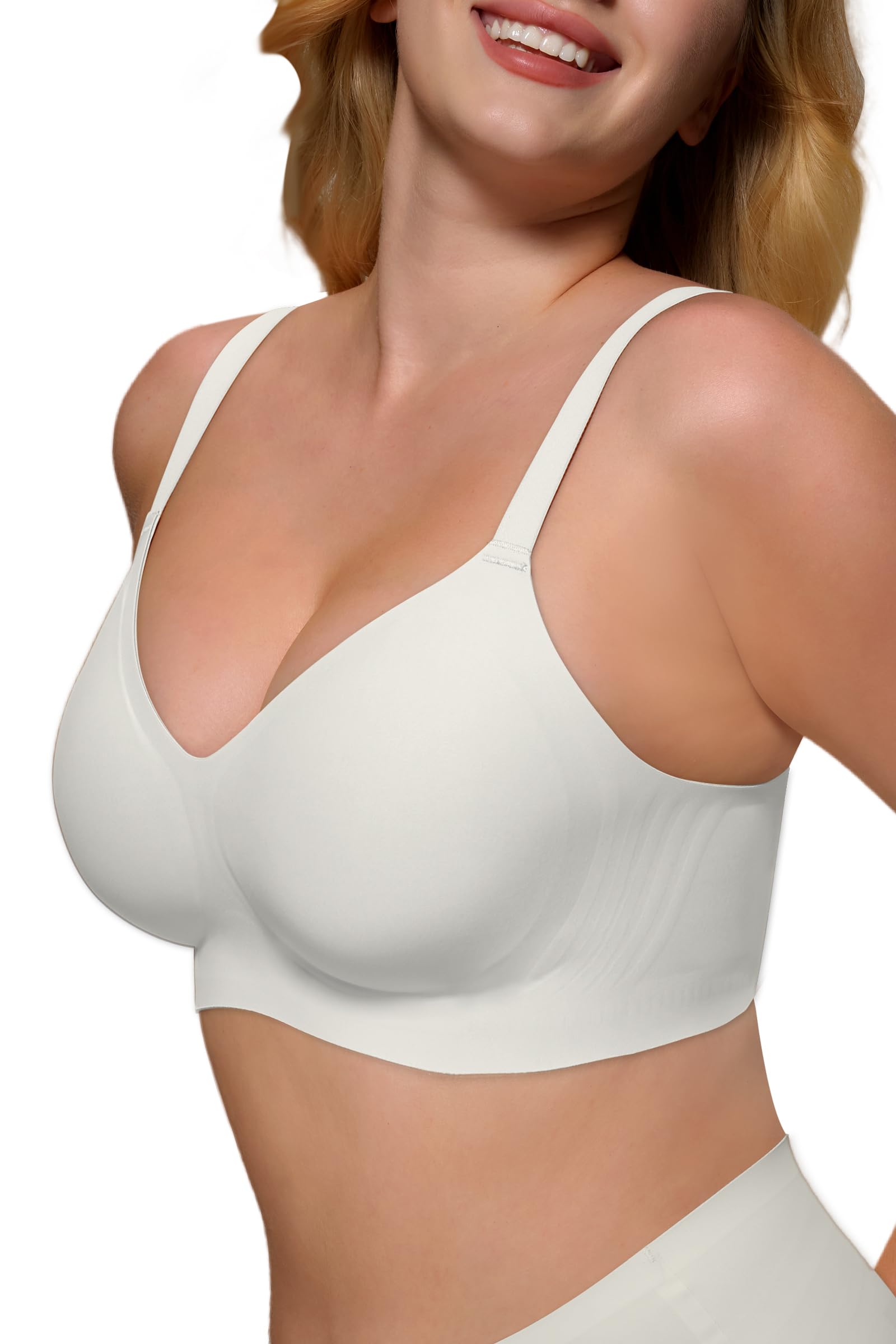 As Fairy Jelly-Strip BH Damen Bügellos Nahtlos, Weicher W-Form Stütze Push Up, U-/Kreuzrücken Wechselbar, V-Ausschnitt Vollabdeckung für Alltag