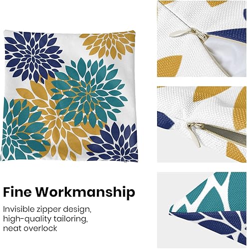 Miniatura 6 de BETGINY Fundas de almohada de 18 x 18 pulgadas, 2 unidades, modernas, geométricas, dalias, decorativas, para sofá, decoración de flores de verano,