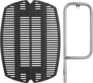 DELSbbq 7583 Cast Iron Grate & 41862 Grill Burner for Weber Q200/220 Series