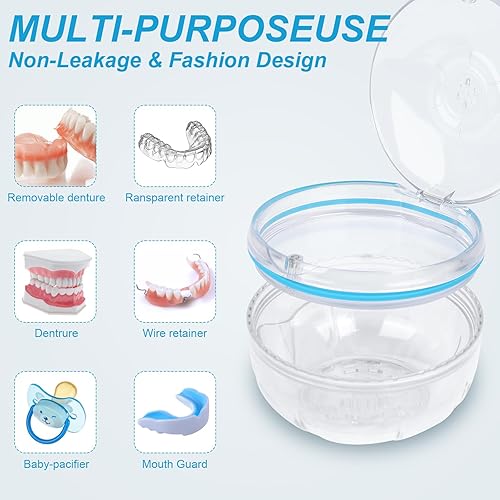 Miniatura 3 de Estuche limpiador de retenedores, doble capa sin fugas para dentaduras postizas de remojo, baño de dentadura para alineador Invisalign, retenedores,