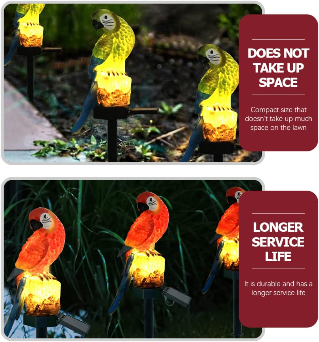 Uonlytech 2pcs Solar Light Backyard for Lamp Stake Lawn Resin Decor Decorative with Landscape Lights Pathway Patio Decorations Decoration Outdoor Parrot Animal Garden Led Ornament
