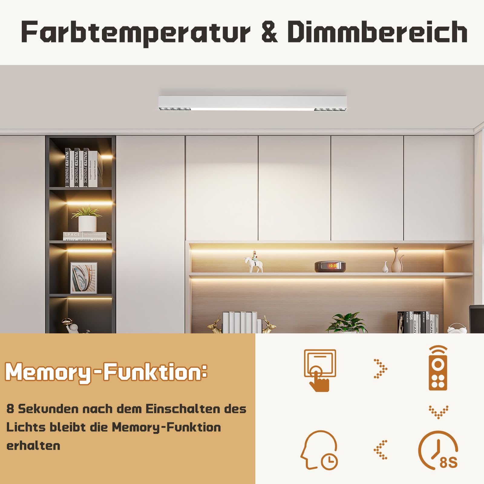 Homefire Deckenleuchte LED Deckenlampe Küche - Dimmbar 80CM Küchenlampe