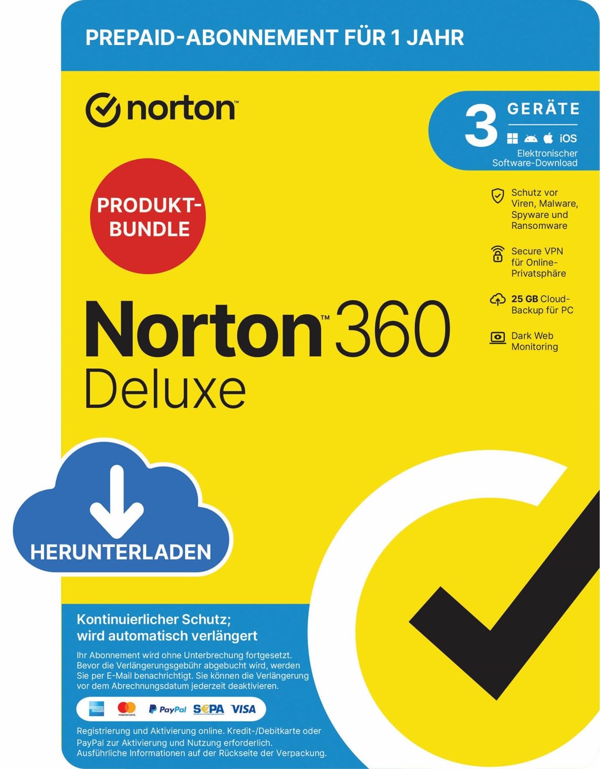 Seagate One Touch 2TB tragbare Externe Festplatte + Norton 360 Deluxe 2026, Antivirensoftware für 3 Geräte