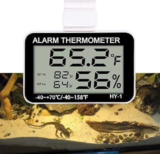 Mini Hygrometer Reptile Thermometer Digital LCD Monitor Reptile Thermostat Humidity Meter Gauge Reptile Supplies Humidifier for Terrarium Greenhouse Basement Babyroom - F/C - Sound Alarm