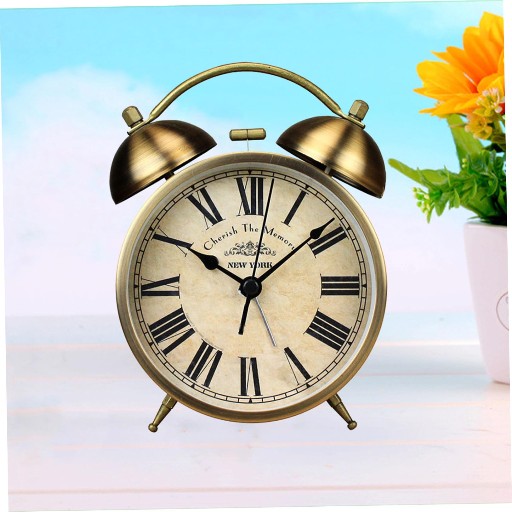 Didiseaon Reloj Despertador Redondo Retro Campana, Pequeño sin Pilas