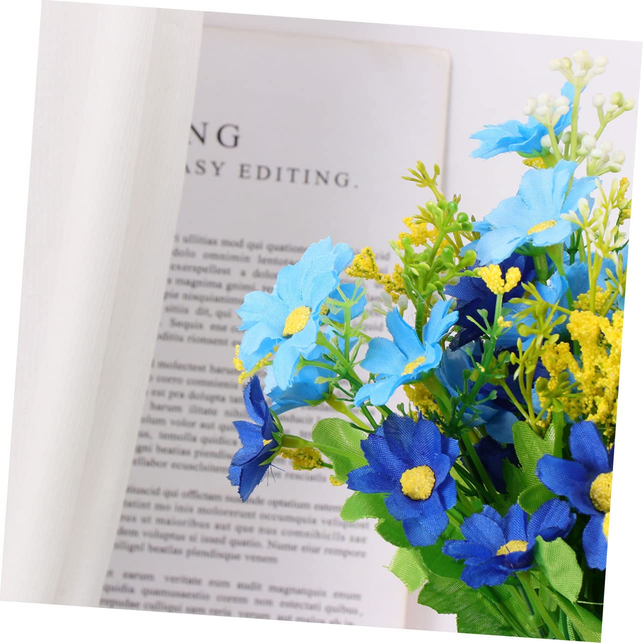 Levemolo 9stücke Köpfe Kunstblumen Strauß Kunststoff Margerite Für Hochzeiten Und Wohnräume Dekorative Blütenbündel Blau