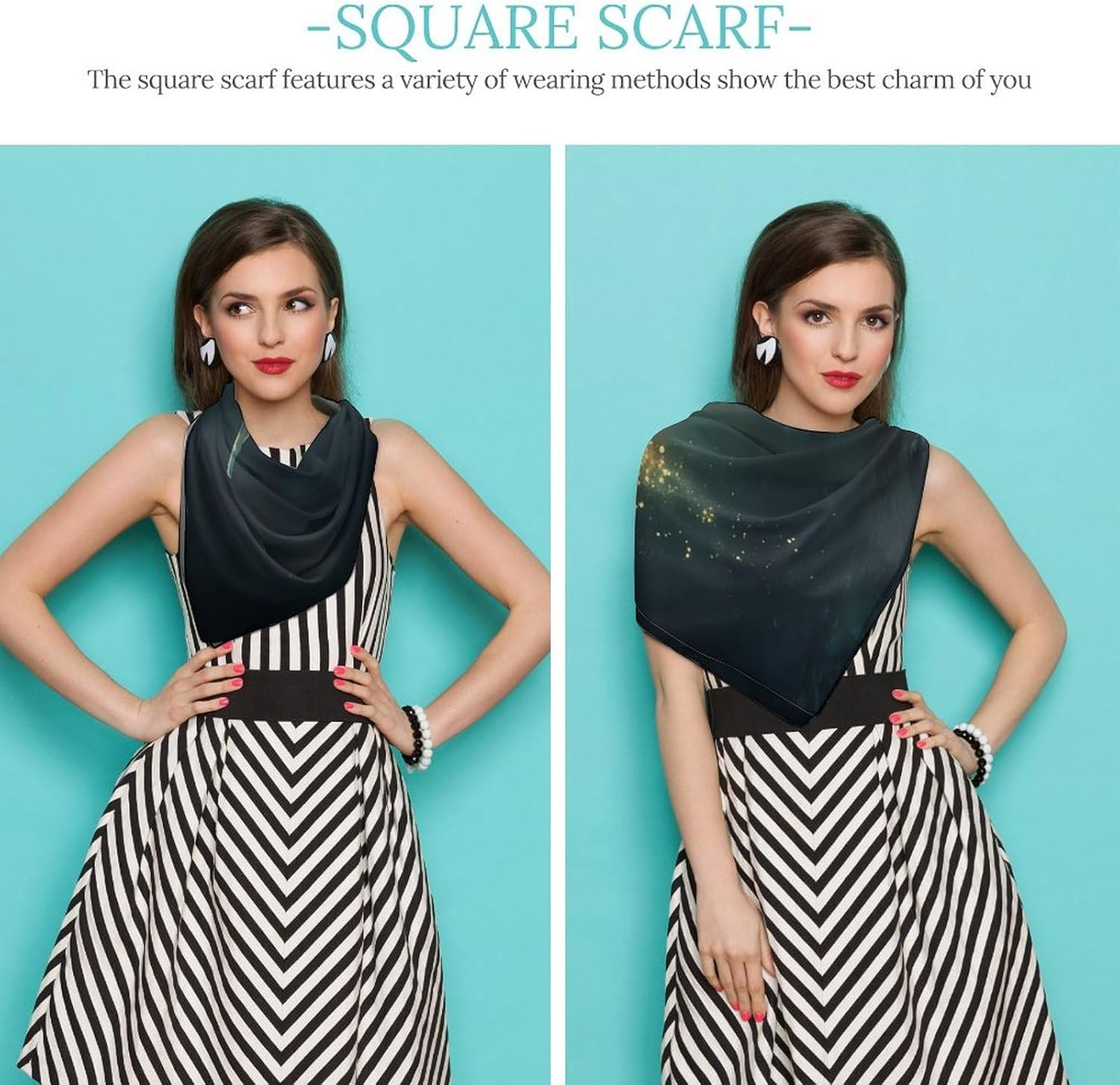 Whales Silk-Like Square Scarf for Women Vintage Printed Neck Scarf Bandanas Hair Scarves