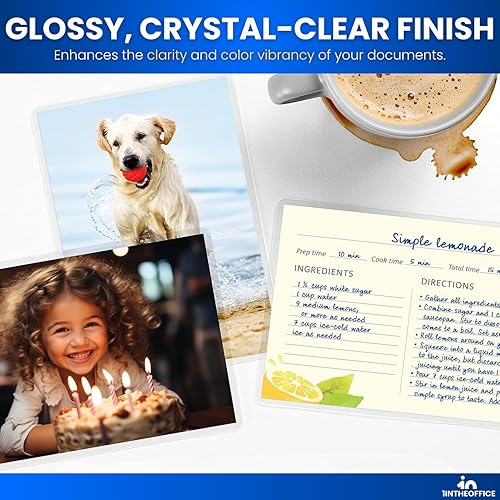 Miniatura 5 de 1InTheOffice Bolsas de laminación térmica 4x6, bolsa de laminación fotográfica 4x6, 5 mil de grosor, 25paquete