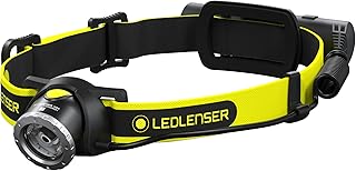 Ledlenser, iH8R Rechargeable Headlamp with Rear Light, High Power LED, 600 Lumens, Hands-Free for Outdoor, Work, and Camping, Hardhat Mount Included