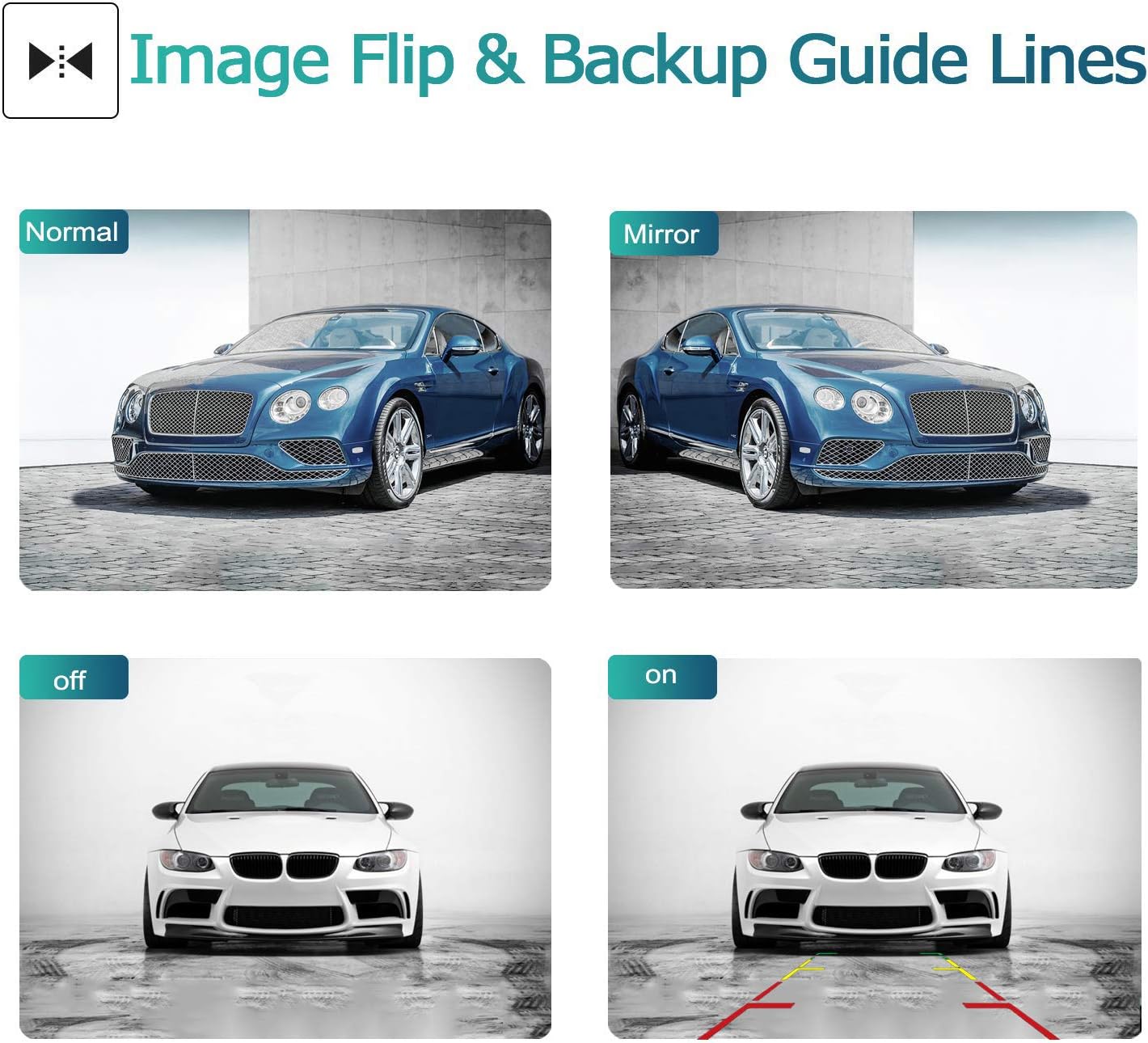 Image flip and backup guide lines feature demonstration
