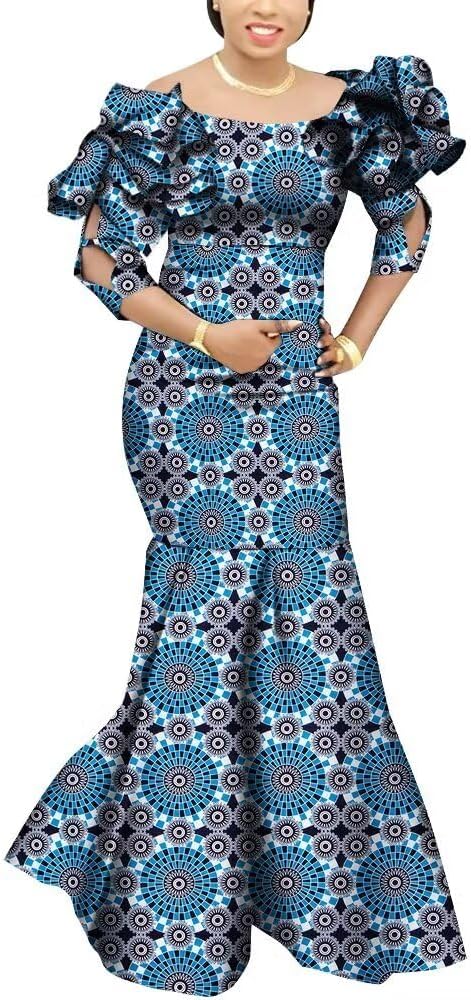 African Traditional Dresses for Women Short Sleeve Dashiki Party Dress Elegant Ankara African Lady Evening Dresses