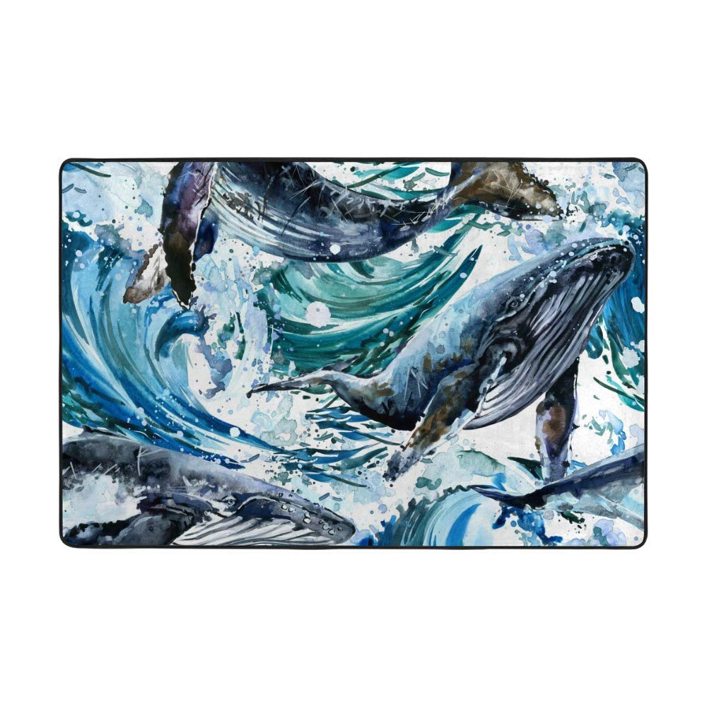 Grand tapis de salon bord de mer au design de vague