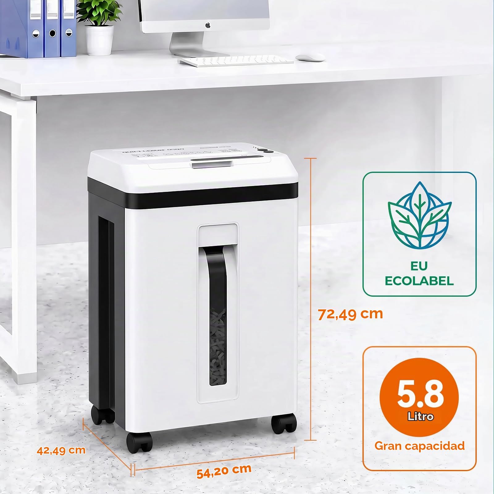 Trituradora de Papel con Alimentación Automática, 40 min Continuo, Nivel P-5, Destructora Eléctrica, Papelera 22L, para Oficina/Casa/Industrial/Hogar (150 Hojas)