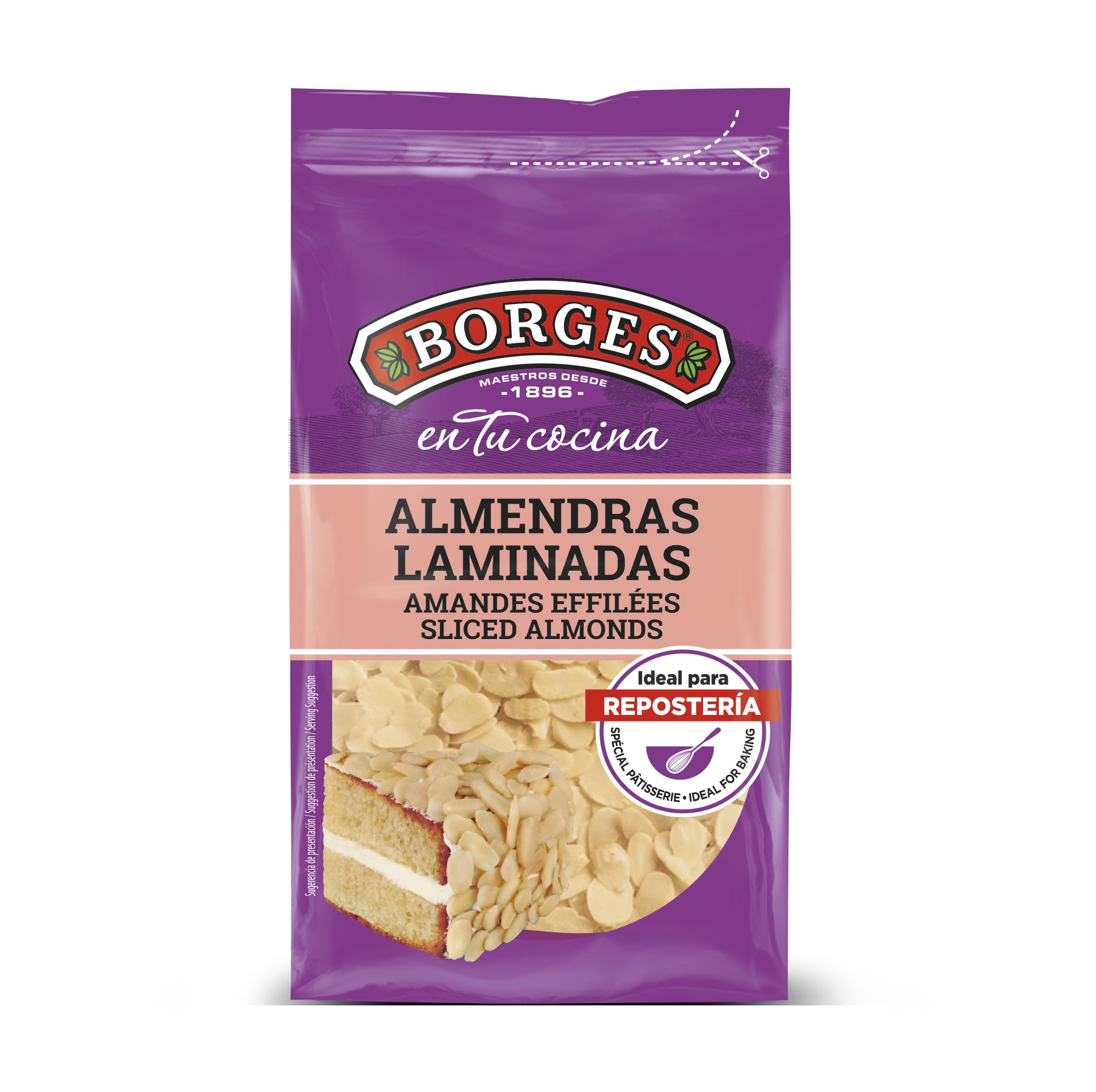 Borges - Almendras Laminadas - Óptimo para Repostería - Sin Gluten, Sin Lactosa, Vegano - Paquete 200 gramos