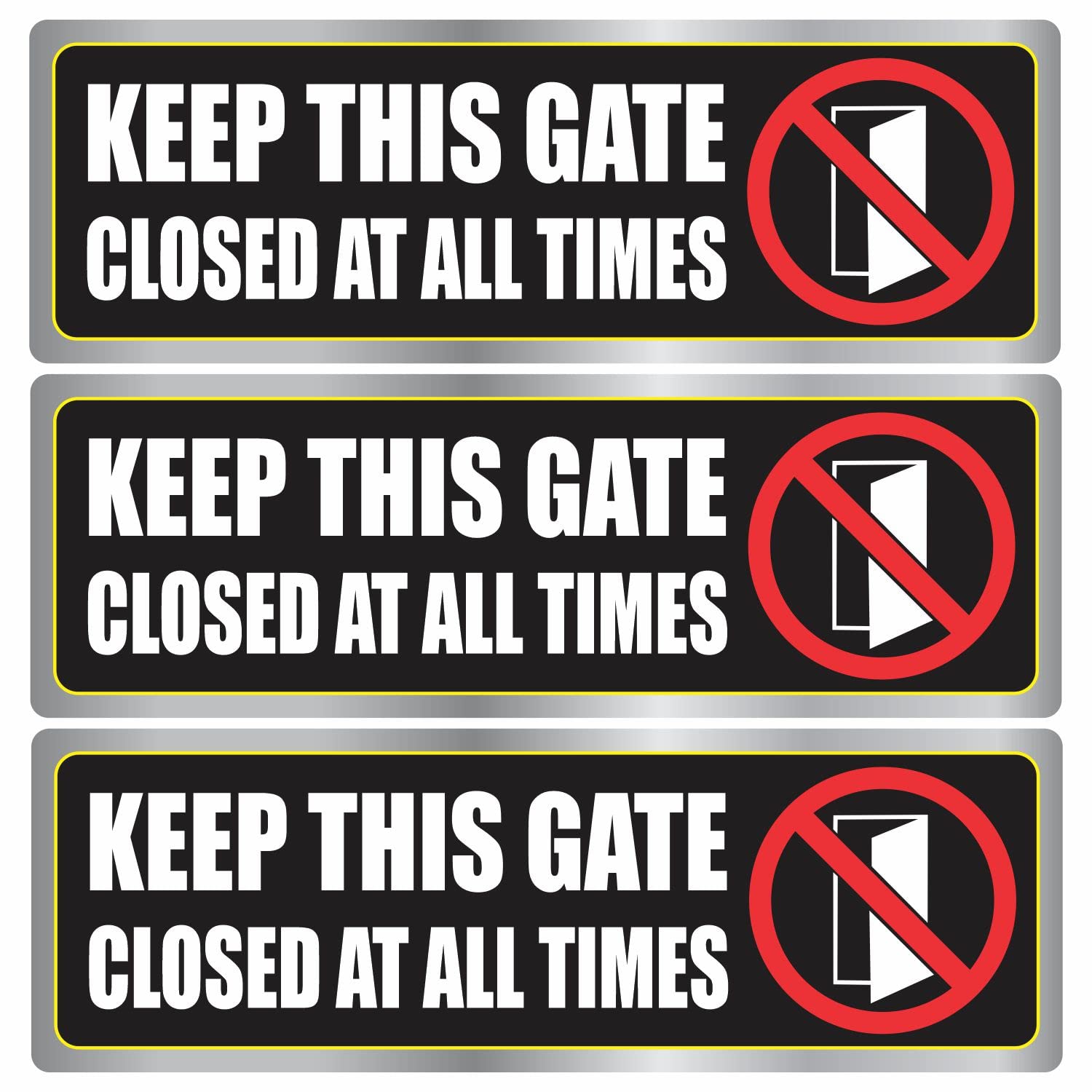 Keep Gate Closed at All Times Sign Sticker - (Pack of 12) 9" x 3" Large Matte Finish Laminated Vinyl Decals Door Warning Labels