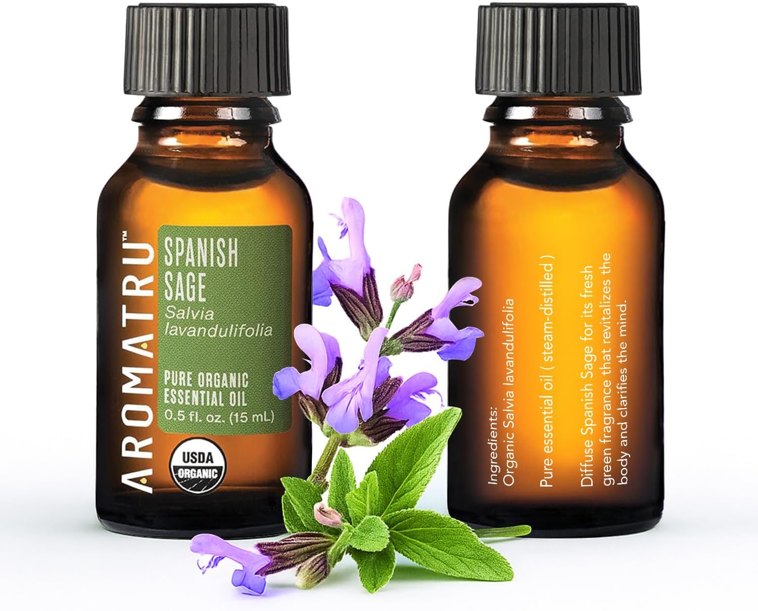 AromaTru Breathe Essential Oil Kit – Spanish Sage, Pine, Lemon Eucalyptus, and Ravintsara – Organic & Wildcrafted – ISO Certified – No Synthetic Fillers – Ethically Sourced