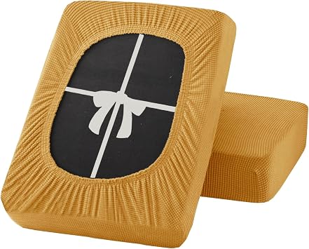 Stretch Sofa Seat Cushion Cover, Removable Sofa Cushion Cover with Ties, Sofa/Couch/Settee Covers Furniture Protector Replacement Gold,W37-53in,D26-37in