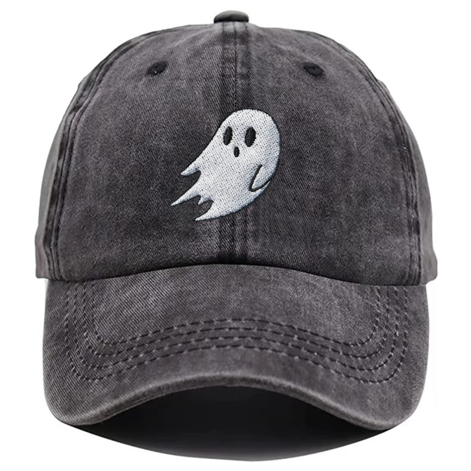 ikenacyHalloween Cute Ghost Baseball Cap Hats for Men Women Cool Emo Gothic Goth Perfect Best Grunge Spooky Witch Graphic Birthday Presents Vintage Dad Trucker Hat Black