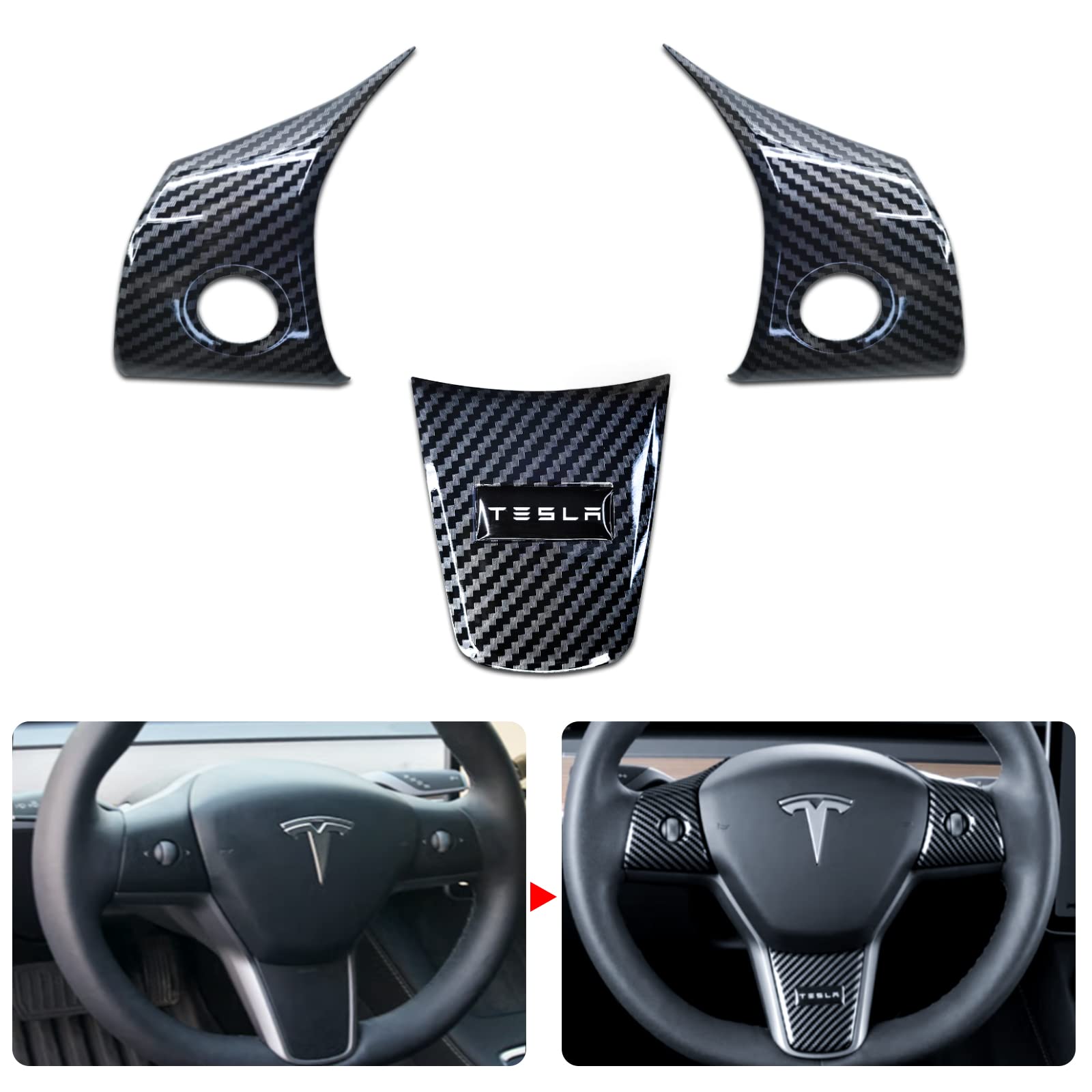 Kasato Tesla Steering Wheel Cover, Steering Wheel Wrap Kit Frame Patch