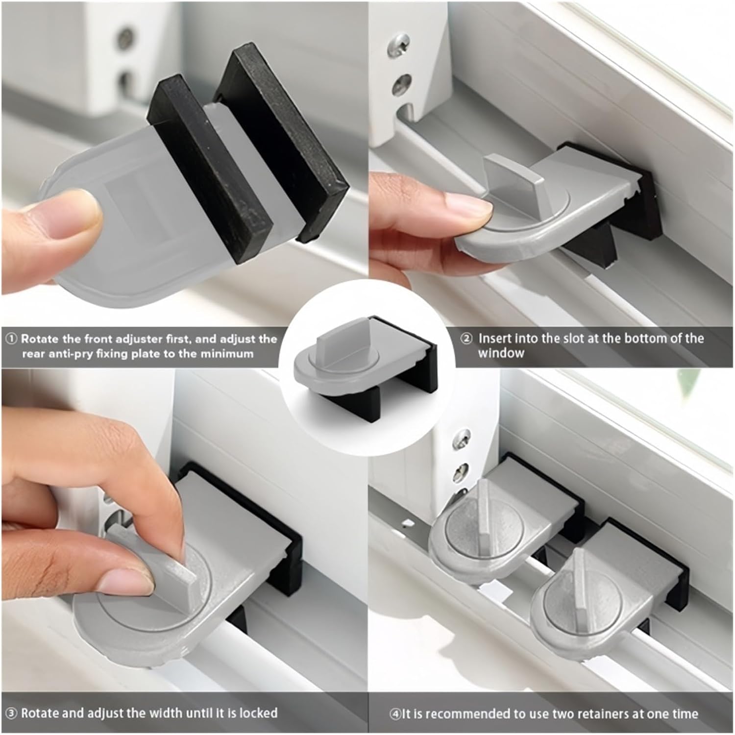 Window Limiter 4Pcs Sliding Window Locks Sash Stopper Door Anti-Theft Lock Adjustable Buckle Windows Limiter(1PC Brown)