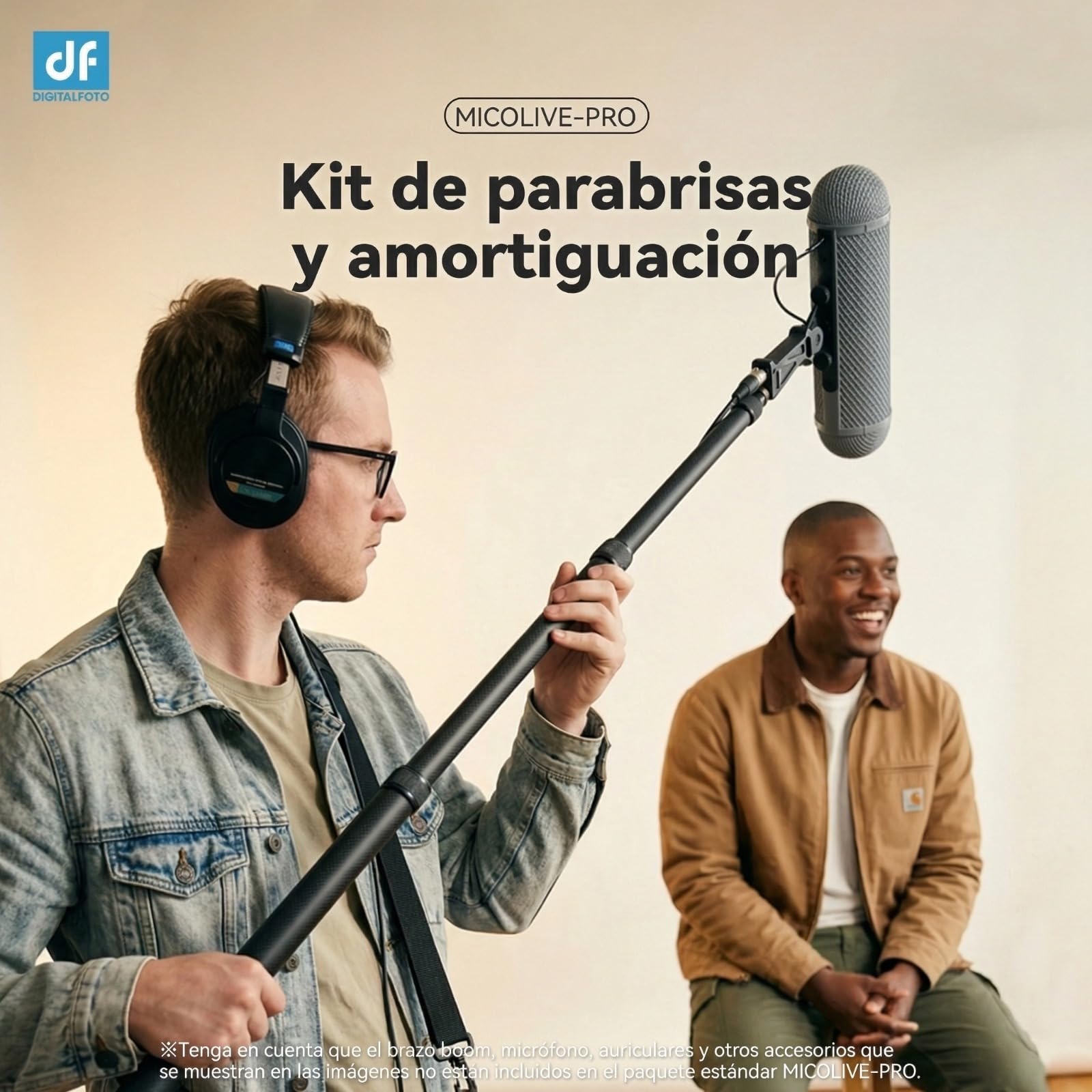 DF DIGITALFOTO Sistema Montaje Micrófono con Amortiguador y Gato Muerto | Compatible con Serie Rode NTG, Compatible con Sennheiser MKE600, Para Micrófono de Escopeta