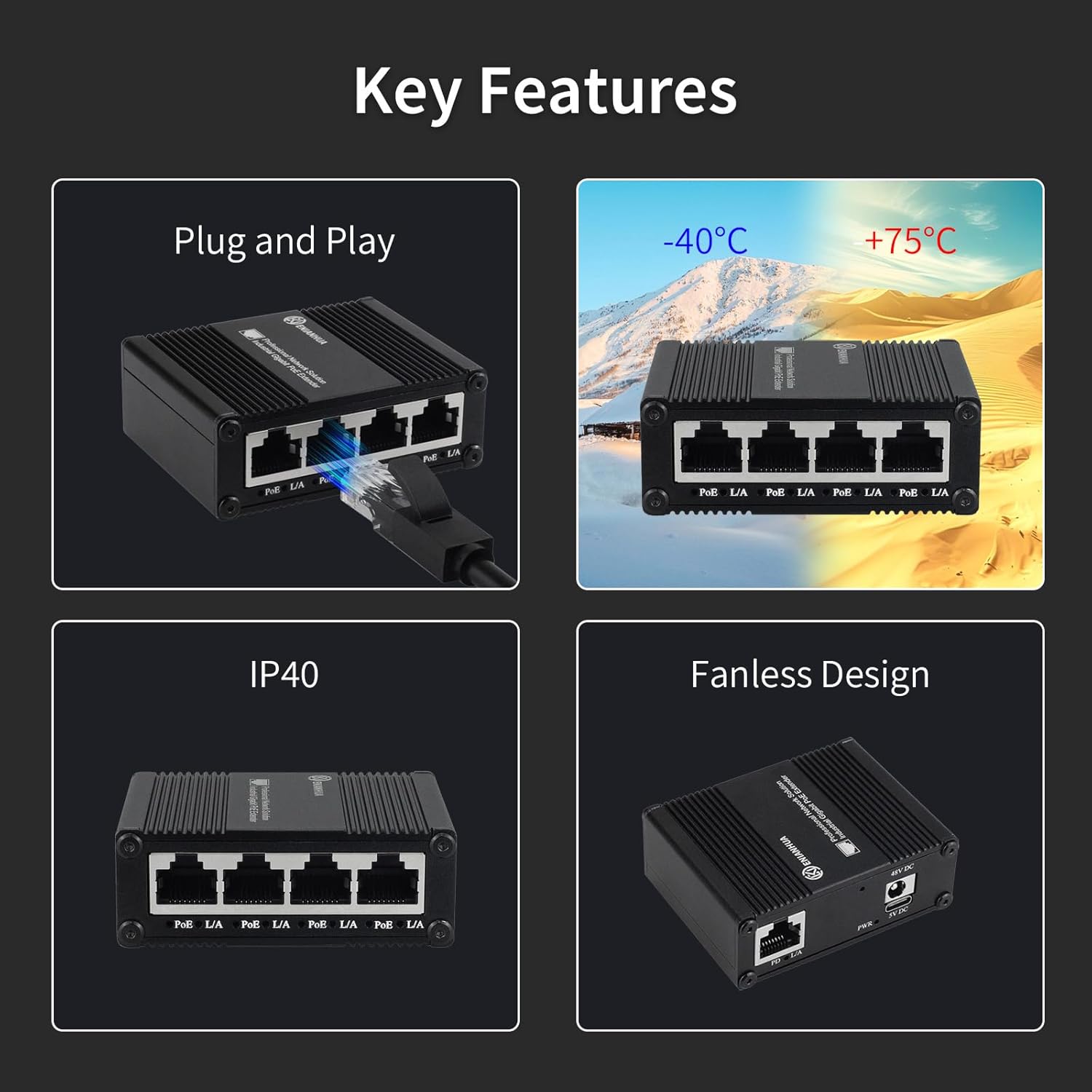 Mini Gigabit PoE Extender, IEEE802.3af/at/bt Network PoE Switch Signal Extender, 10/100/1000Mbps, Support PoE Network Extension 100m(328ft), Plug and Play, for Security Systems IP Camera