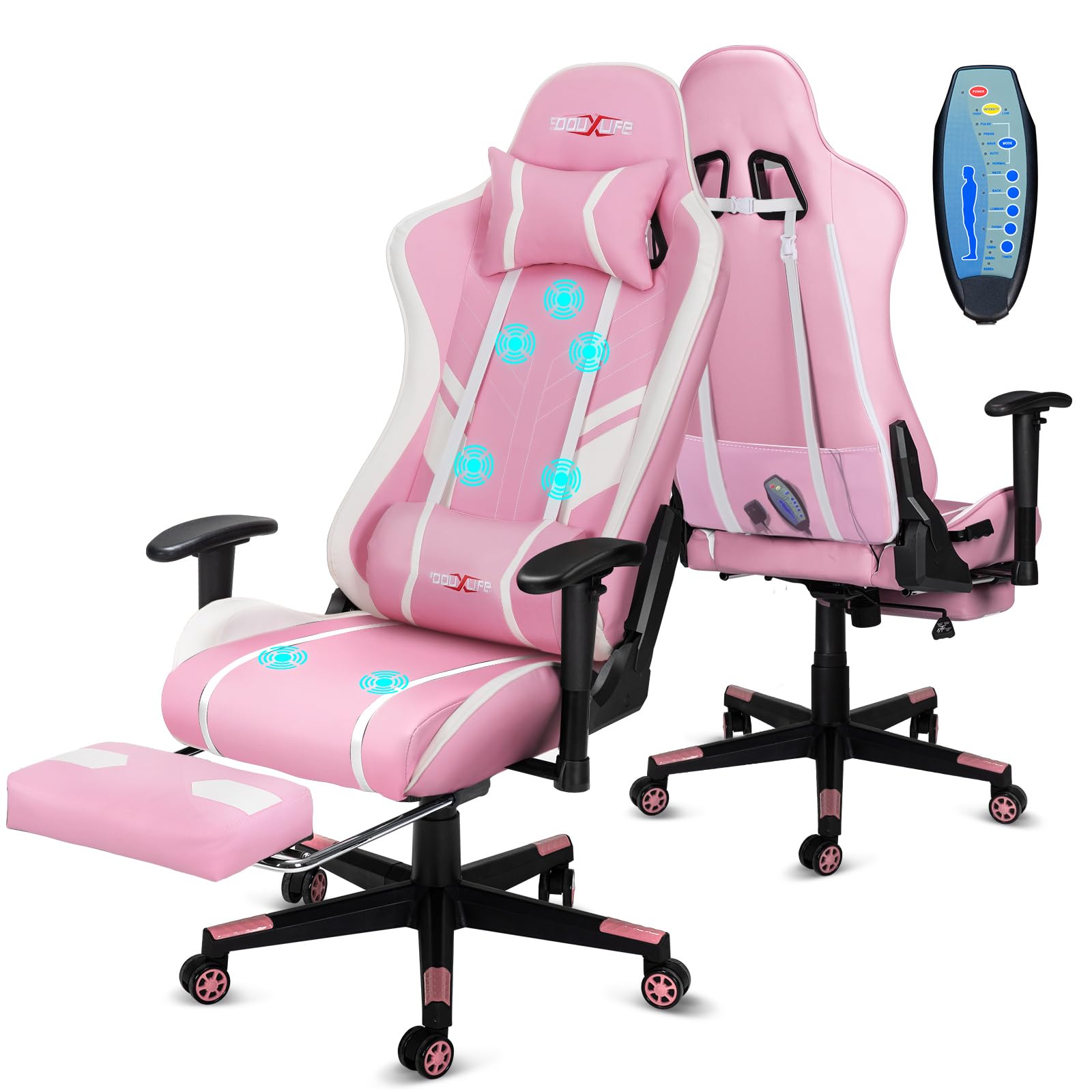 ergonomische gamingstuhl mit massager und justierbaren Armpodestern