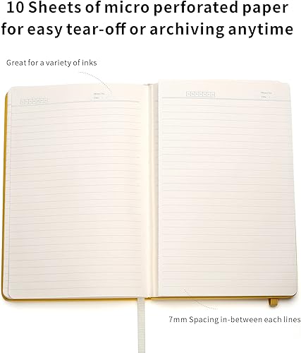 Miniatura 5 de Deziliao - Cuadernos forrados para diario, con lazo para bolígrafo. Cuadernos de tapa dura para trabajo, papel grueso de 100 Gsm con bolsillo