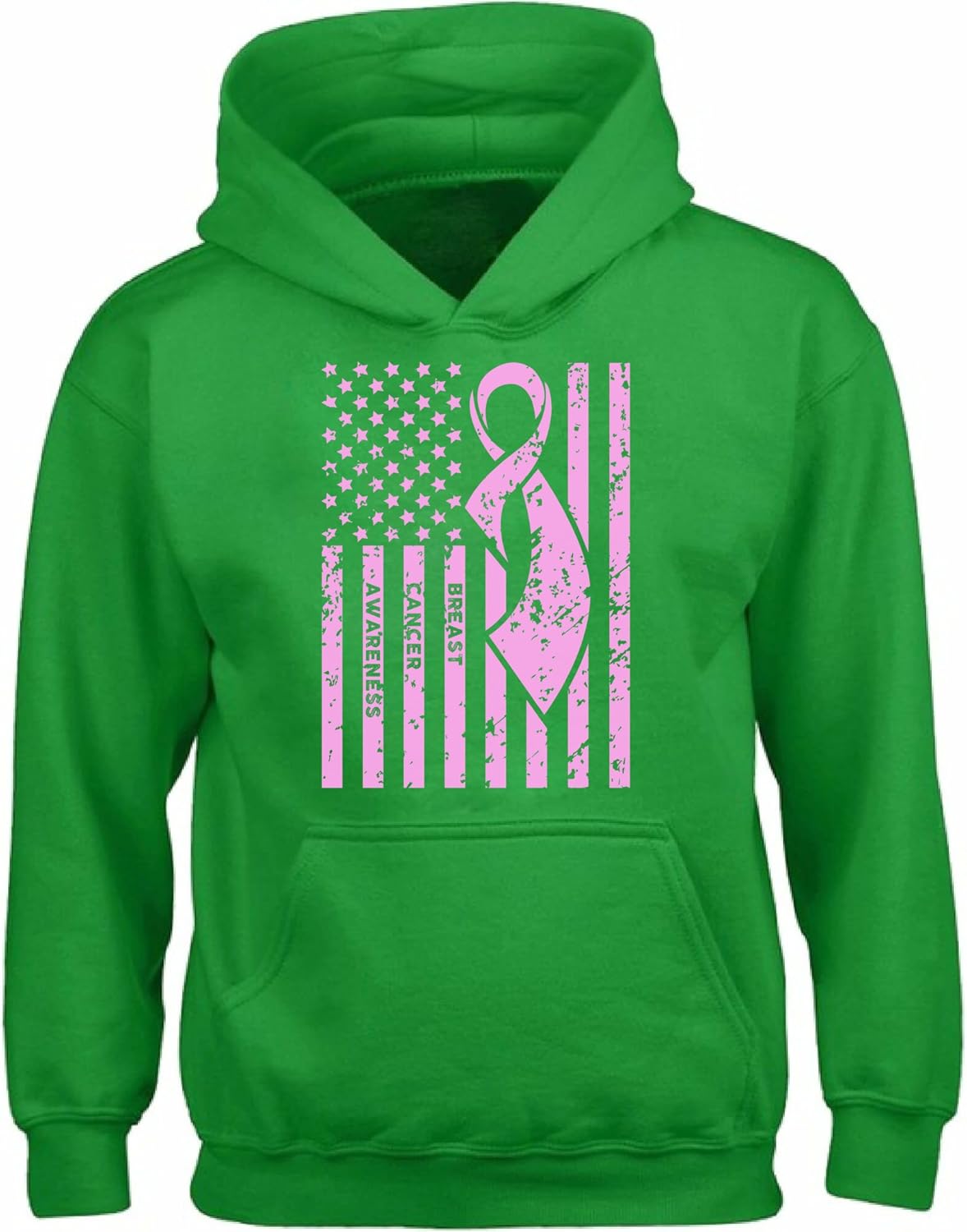 Vizor Unisex Breast Cancer Awareness Hoodie Sweatshirt Pink Ribbon Cancer Flag