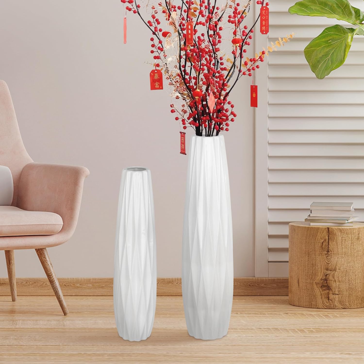 Ceramic Floor Vase,17.7 Inches Tall Floor Flower Vase for Home Decor,Large Vase for Pampas Grass,Minimalist Style for Living Room Office Centerpieces Home Decor Modern Decorative