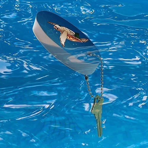 Miniatura 3 de GRAPHICS & MORE Llavero flotante de tortuga marina que nade en el océano, flotador ovalado de espuma para barco de pesca