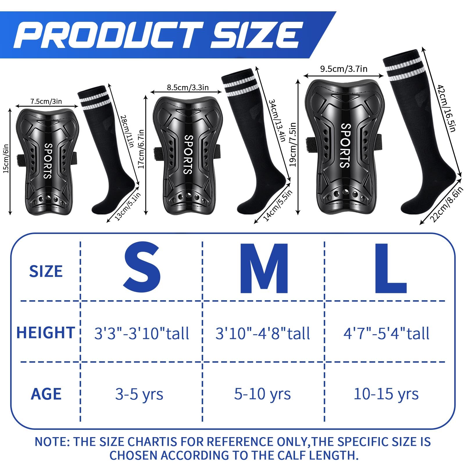 Syhood Soccer Shin Guards and Socks for Toddler Kids Youth, Lightweight Soccer Shin Pads Protective Defender Gear for 3-5, 5-10, 10-15 Years Old Children Teen Boys Girls Sports Game