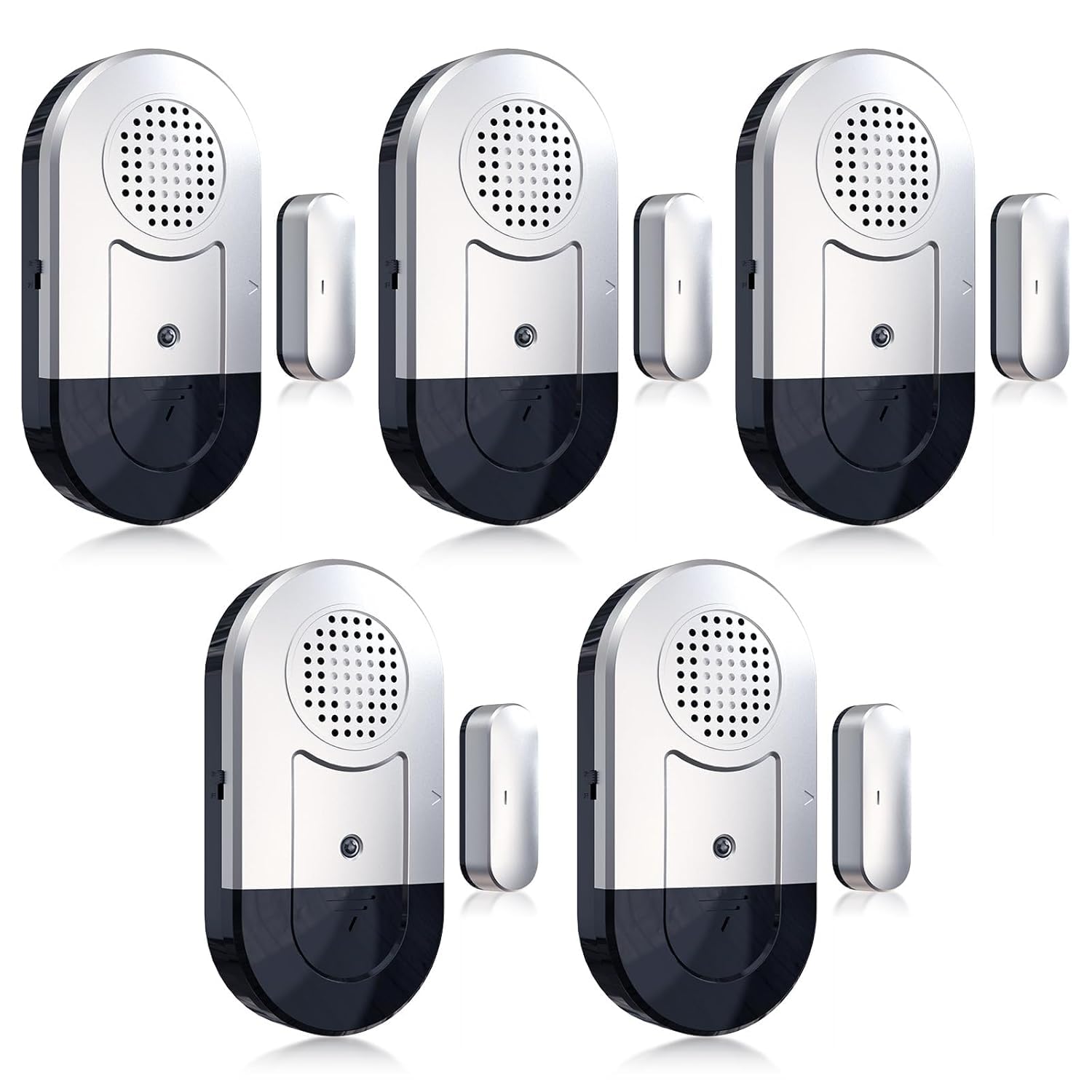 Daytech, allarme per finestra, allarme per porta, camper, porta, finestra, sensore di allarme, casetta da giardino, 120 db, sensore di allarme antieffrazione, per casa (argento x 5)