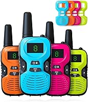 Kids Walkie Talkies 4 Pack Long Range 3 Miles - Backlit LCD Flashlight, Replaceable Shells - Safe Toys for Boys Girls 5-12