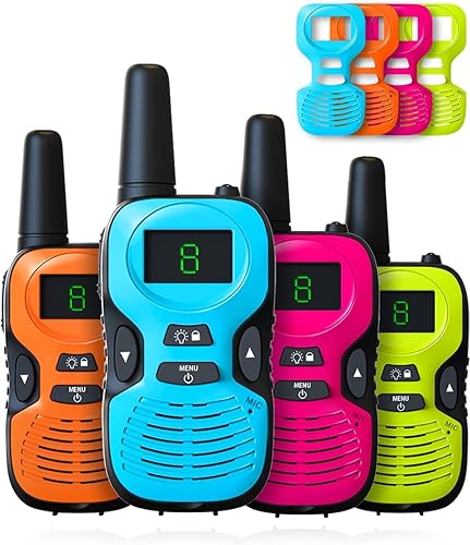Miniatura 7 de Walkie Talkies para niños de largo alcance  Walkie Talkies para niños con carcasa reemplazable retroiluminada linterna LCD de 3 millas de alcance