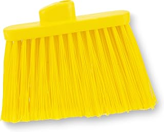 SPARTA Plastic Broom Head, Angled, Flagged for Small Debris Indoor, Outdoor, Home, Restaurant, Lobby, Office, 12 Inches, Yellow